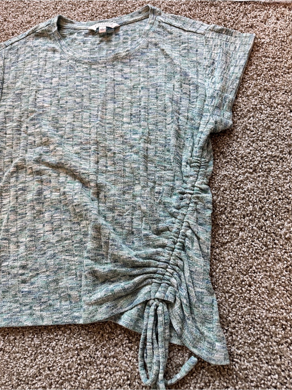 Liverpool Heathered Mint Green Short Sleeve Side-Tie Top - Picture 3 of 6